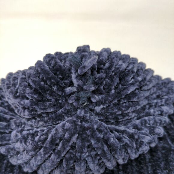 LOFT Beanie Hat Blue One Size Stretch Ribbed Knit Pom Pom Fleece Blank - Picture 9 of 9